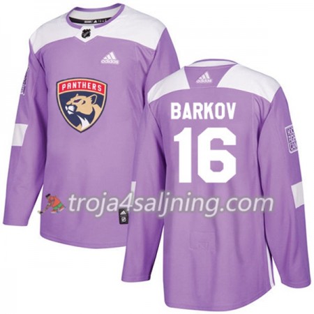Florida Panthers tröja Aleksander Barkov 16 Adidas 2017-2018 Lila Fights Cancer Practice Authentic - NHL Tröjor Herr